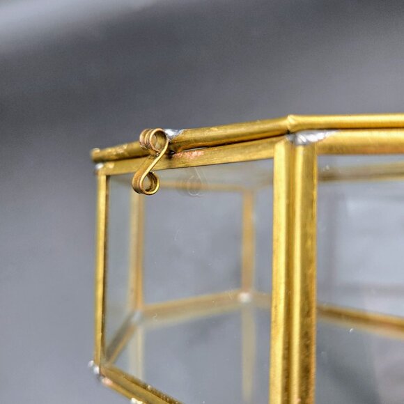 Vintage Glass Brass Curio Display Case Jewelry Trinkets MCM Read - Picture 10 of 10